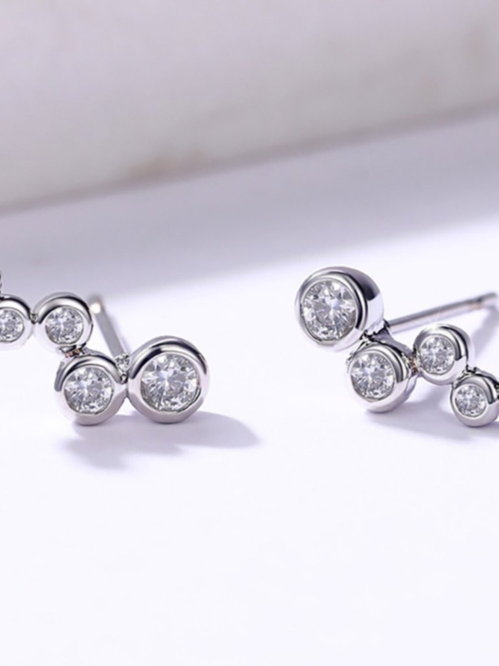 Unique 925 Silver Plated White CZ Stud Earrings For Women, FB16FA1167 - Picture 3 of 3